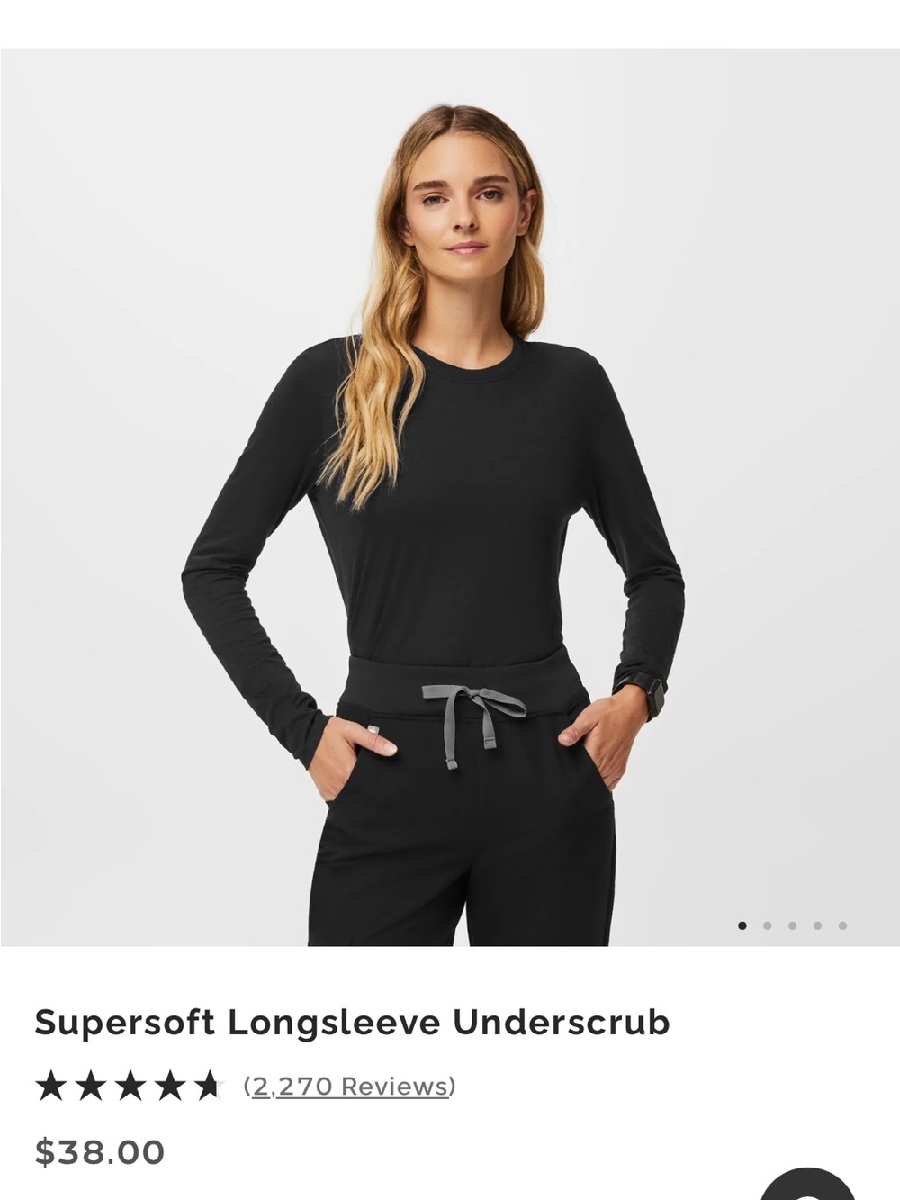 Figs Supersoft Longsleeve Underscrub — Black